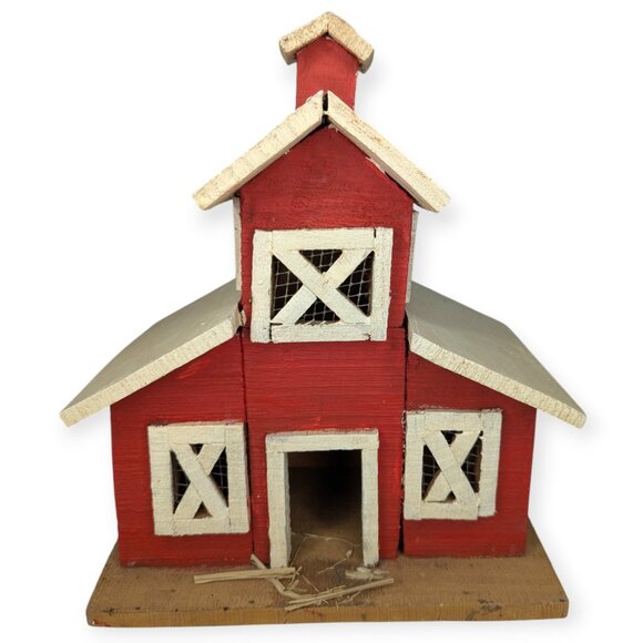 Garden Gate Designs Other - Vintage 1998 Garden Gate Designs Red & White Wood Barn Birdhouse Never Used 12"
